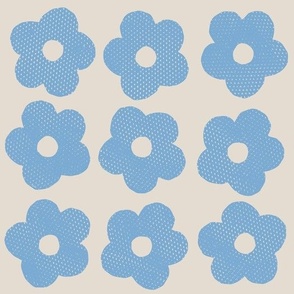 Light blue flowers on cream background - Large scale