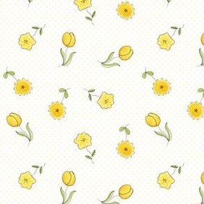 Simply Spring Cute Yellow Flowers with Yellow Dots