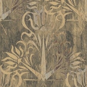 Antique Art Deco - Wood Block Print - Color 3 with Paint Remnants 3