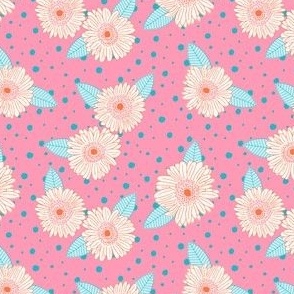 Cream daisies on bright pink