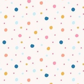 Simple hand drawn polka dots on white