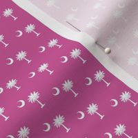 South Carolina Flag, Palmetto Moon, SOUTH CAROLINA Pink and White Fabric .8 inch