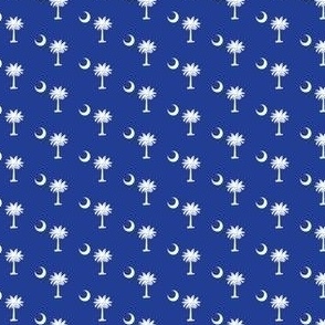 South Carolina Flag, Palmetto Moon, SOUTH CAROLINA Indigo Blue and White Fabric .8 inch