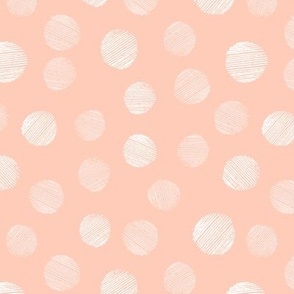 embroidery stitched polka dots in white and pink / thread stitched dots 