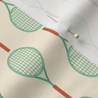 tennis rackets - green terra cotta on cream 