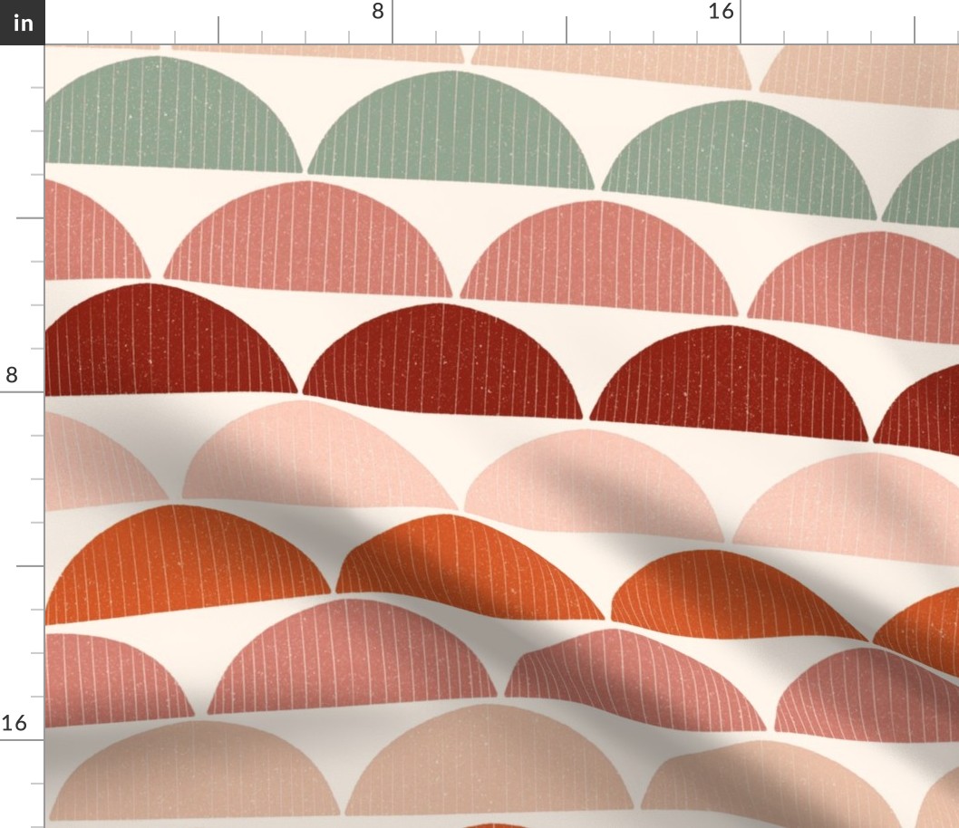 Grainy retro arches in terracotta & earth tones / vintage geometric stripes