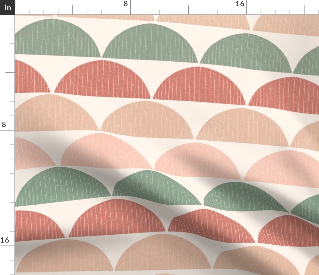 Grainy retro arches in pastel earth tones / vintage geometric stripes