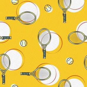 Big Sports: Tennis (rackets and balls) vintage yellow | Large scale