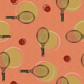 Big Sports: Tennis (rackets and balls) vintage red brown | Large scale