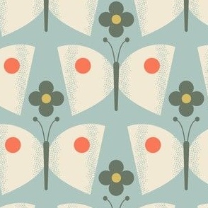 mid century butterfly, dusty blue