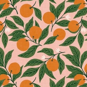 1" oranges - orange blossoms - green/pink/orange