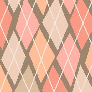 Wonky Argyle - Pantone Peach Plethera Dark