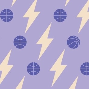 Basketball and Thunder Slam Dunk Energy in Purple & Cream