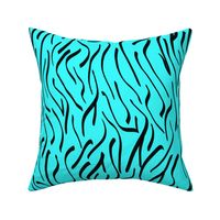 Black Abstract Line Pattern on Neon Blue