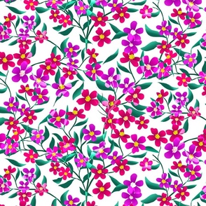 Small Bright Flowers in Ditsy Repeat Pattern