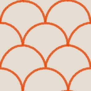 Orange scallop on cream background - large scale