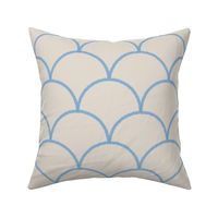 Light blue scallop on cream background - large scale