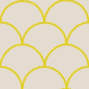 Yellow scallop on cream background - large scale