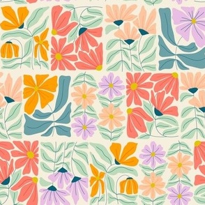 Garden Floral Blocks - lilac purple, pink, mint, cream