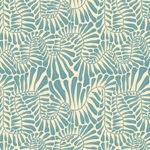 Mod Creeping Vines in Teal on Cream