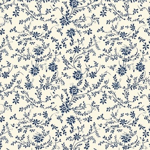 Classic Navy Florals - Timeless Blue and White Fabric Design