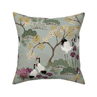 Japanese Garden with Plum and Gold 14 inch repeat