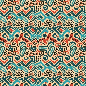 Abstract Tribal Rhythms - Contemporary Fabric Design