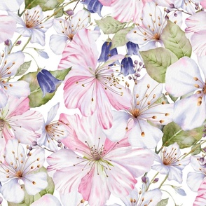 Cherry Blossoms - White - X - large 