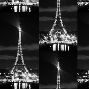 Eiffel Tower Paris France Night Photograph- 3" x 6.5" Drop Repeat