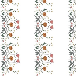 Side Border Floral - vertical - pink tulip - orange