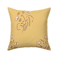 Art Deco Butterflies in Brown on Golden Yellow