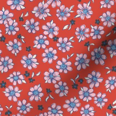 Dorthea Floral fire red LARGE 10x10 inch