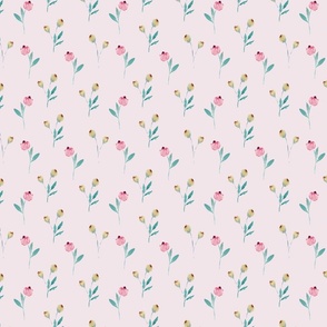 Tiny Watercolor Peony Buds//Pink//Medium//10"x10"