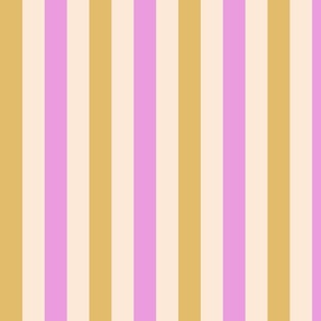 Bright pink, mustard yellow, cream stripes