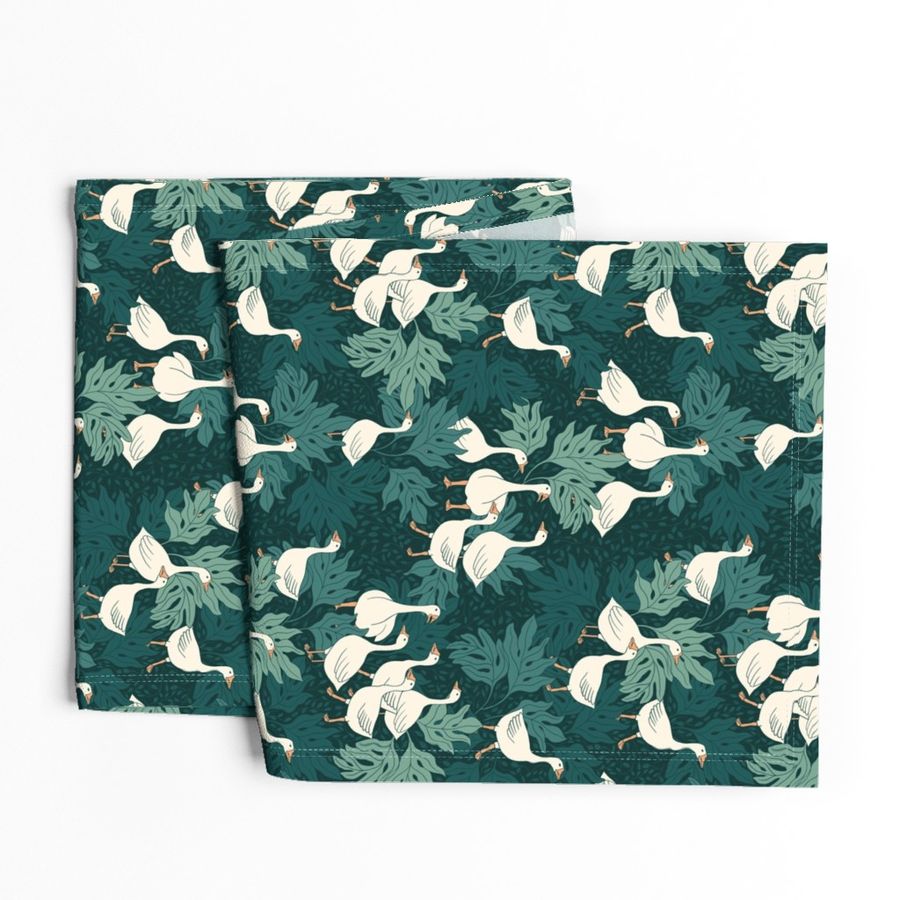 medium // emerald green geese botanical ducks