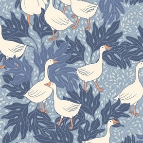 medium //  cornflower blue geese botanical ducks