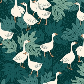 large //   emerald green geese botanical ducks