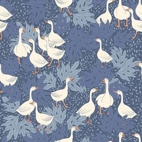 small //  denim blue geese botanical ducks