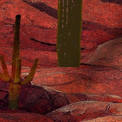 Arizona Desert Forest Saguaro Biome - Rust Green Ivory - Design 16354688