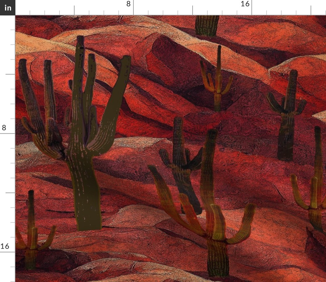 Arizona Desert Forest Saguaro Biome - Rust Green Ivory - Design 16354688
