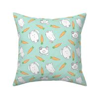Bunny Easter Egg and Carrots - Light Blue