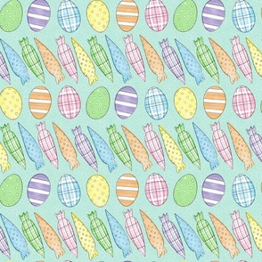 Easter Eggs and Carrots -  Light Blue