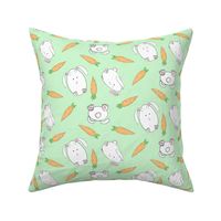 Bunny Easter Egg and Carrots - Mint Green
