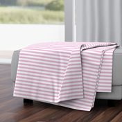 Pink and white Stripes Small half inch horizontal lines / pale light pastel pink for baby girl nursery