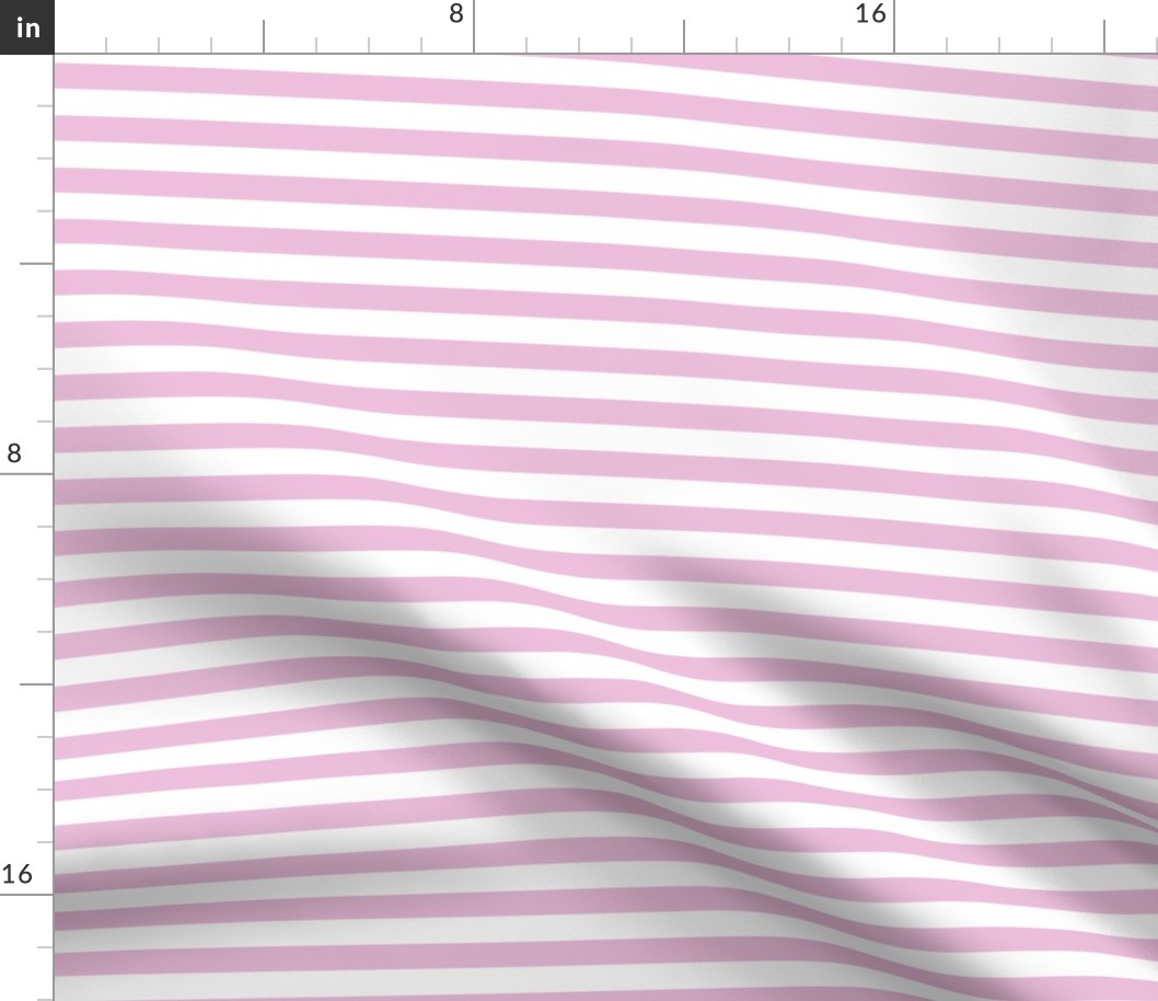 Pink and white Stripes Small half inch horizontal lines / pale light pastel pink for baby girl nursery