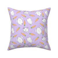 Bunny Easter Egg and Carrots - Lilac
