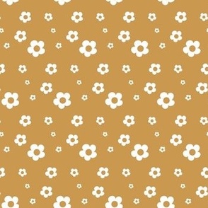 Funky Ditsy Floral - Mustard Background