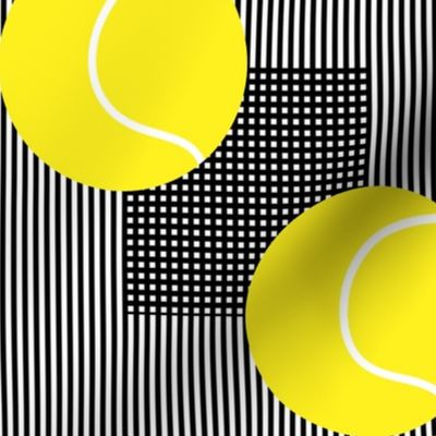Tennis Ball Polka Dots On Racquet Mesh