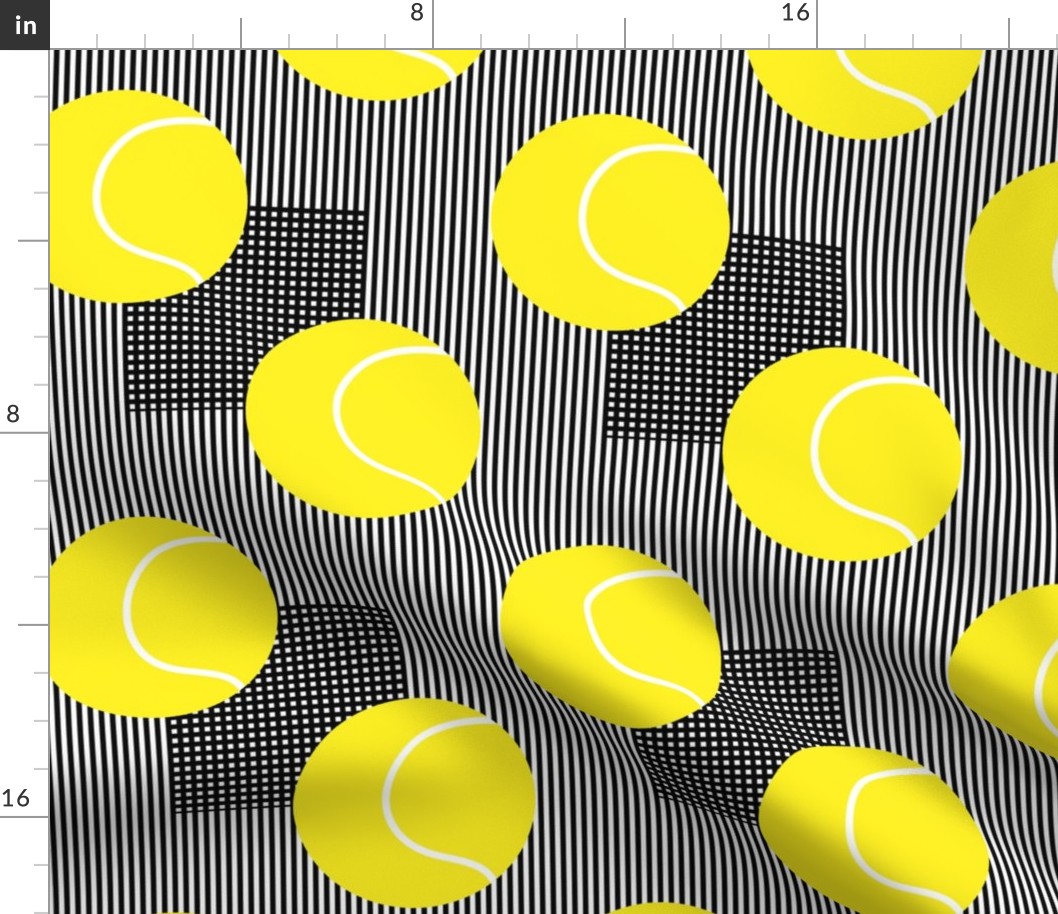 Tennis Ball Polka Dots On Racquet Mesh