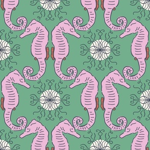 SEAHORSE GREEN AND PINK